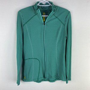 Lole Womens Full Zip Jacket Size Medium Green Stripe Long Sleeve UPF